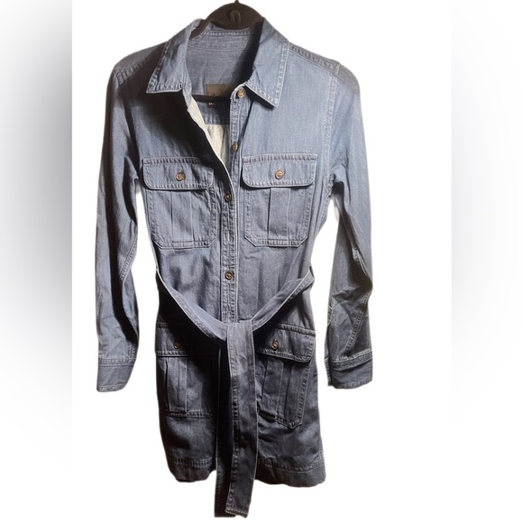 Banana Republic heritage denim long sleeve button down 4 pocket unlined dress XS - Picture 2 of 5